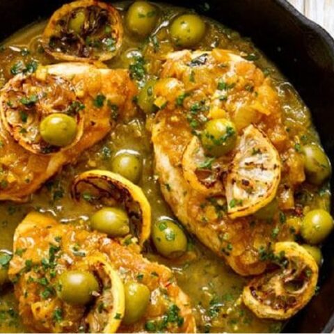 One Pan Moroccan Lemon Olive Chicken